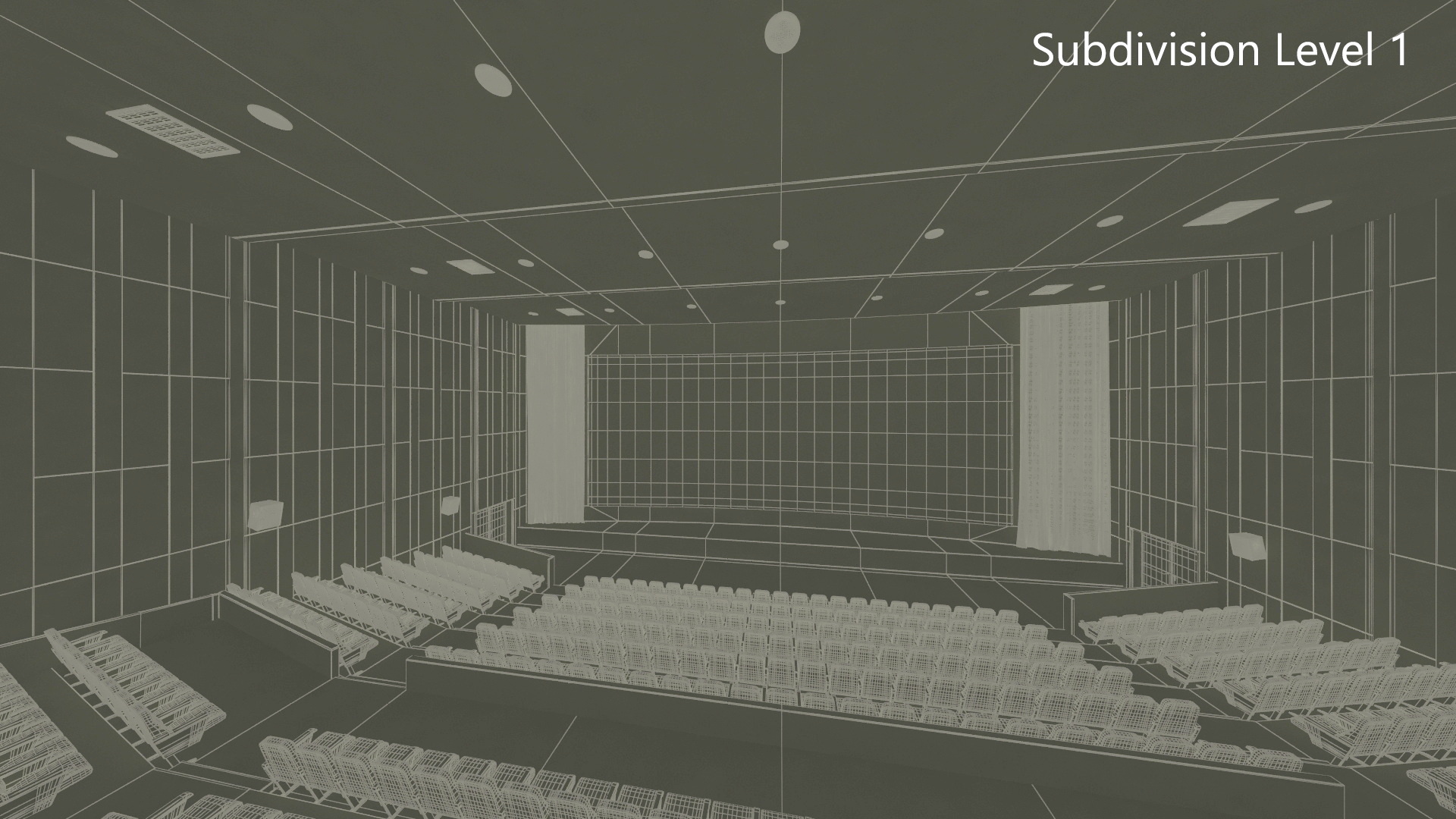 3D Movie Theater Interior Lights Off model