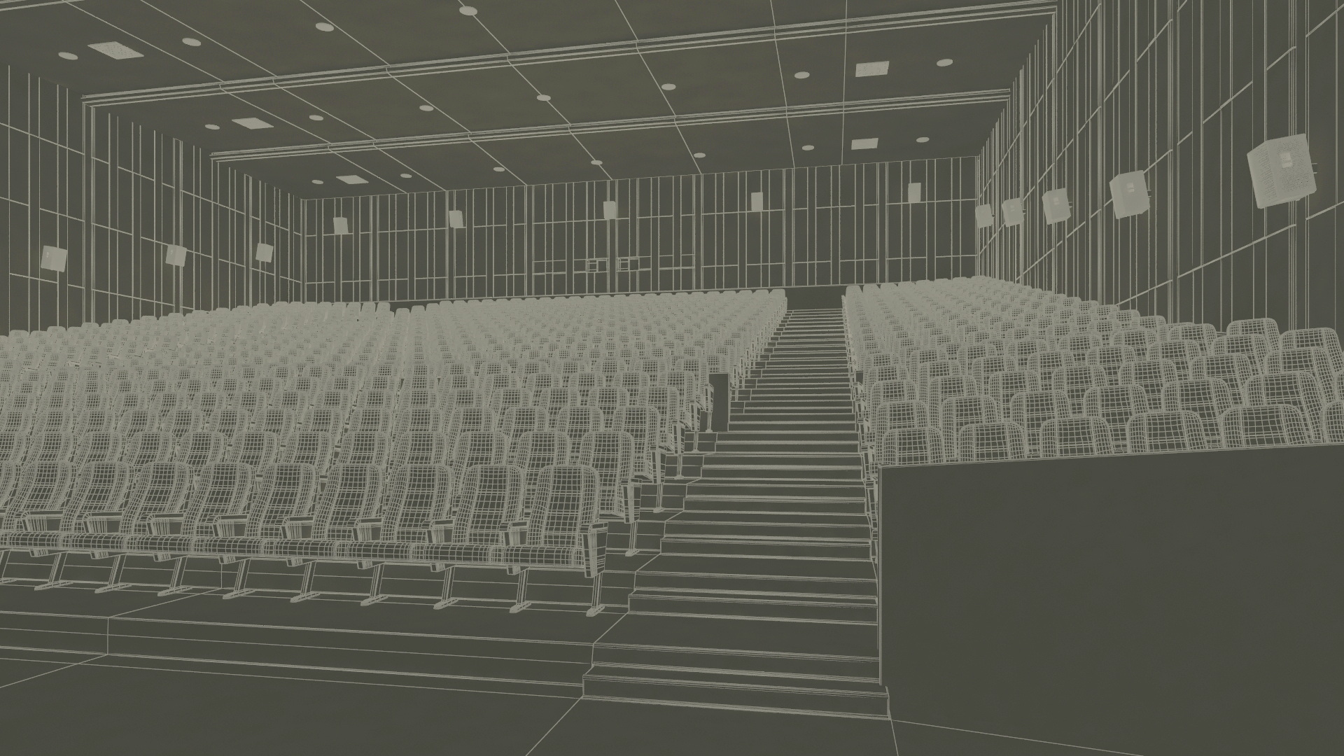 3D Movie Theater Interior Lights Off model