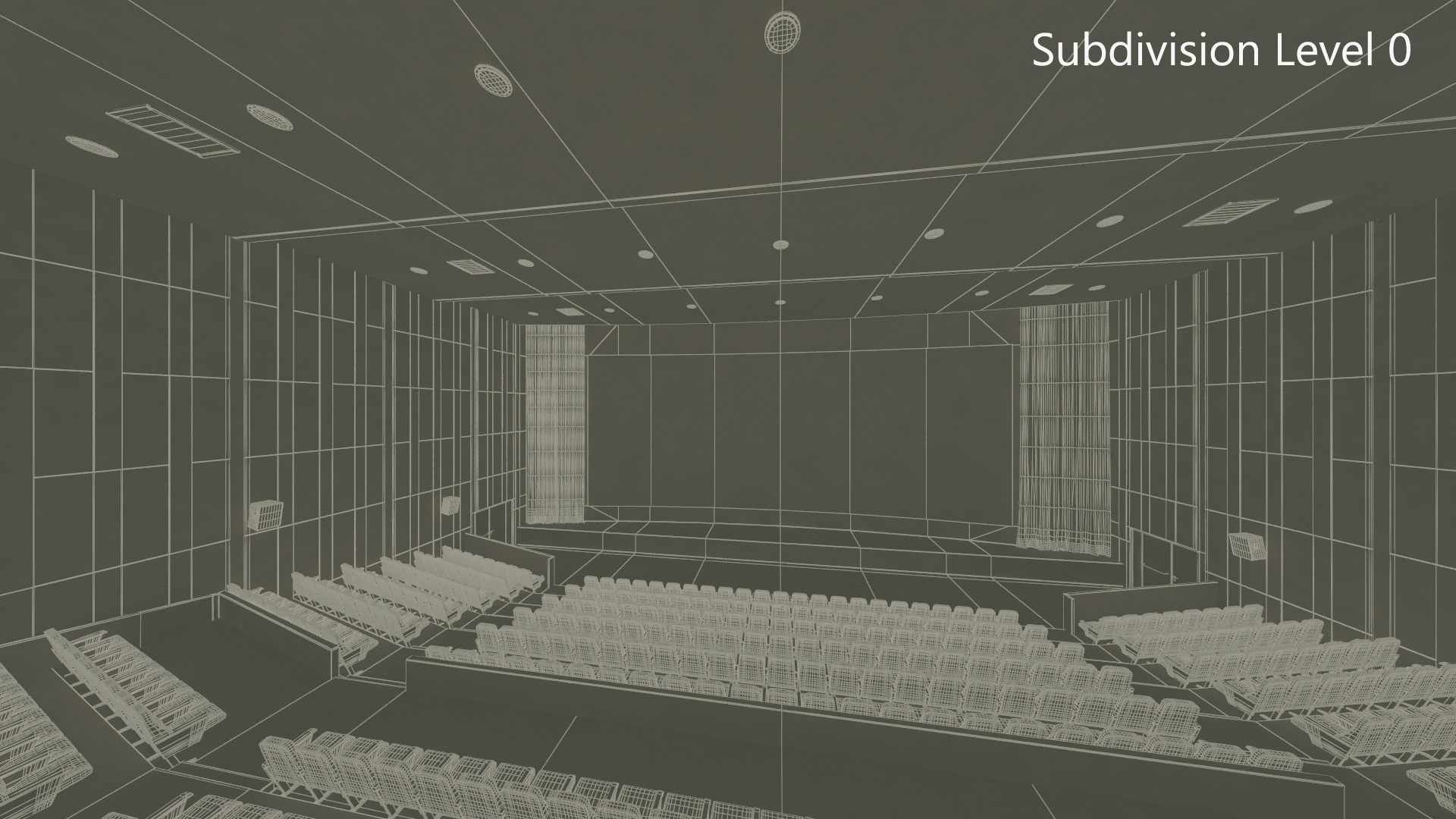 3D Movie Theater Interior Lights Off model