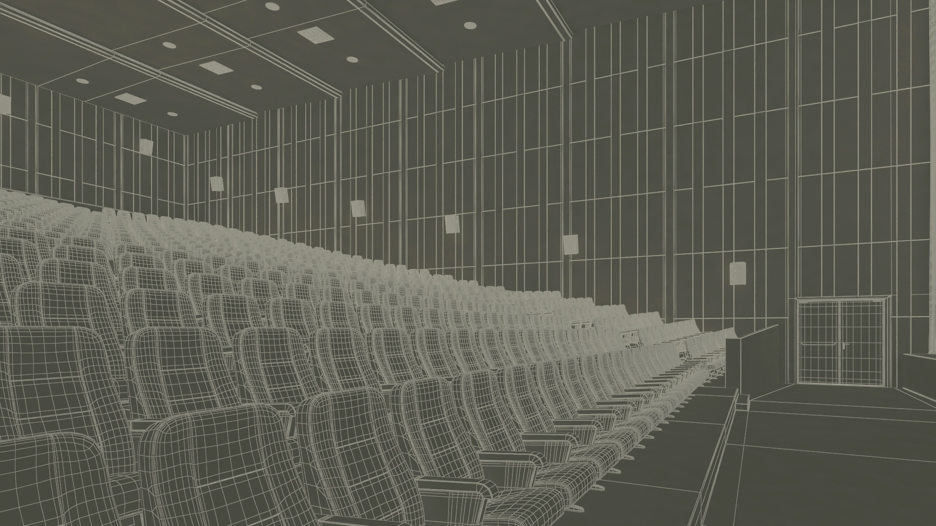3D Movie Theater Interior Lights Off model