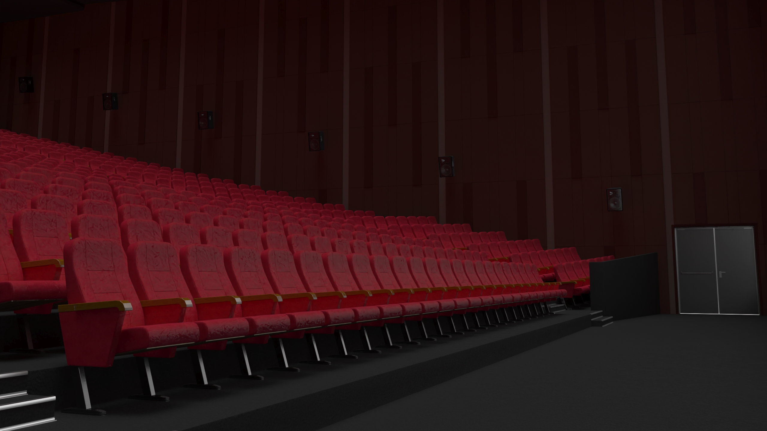 3D Movie Theater Interior Lights Off model