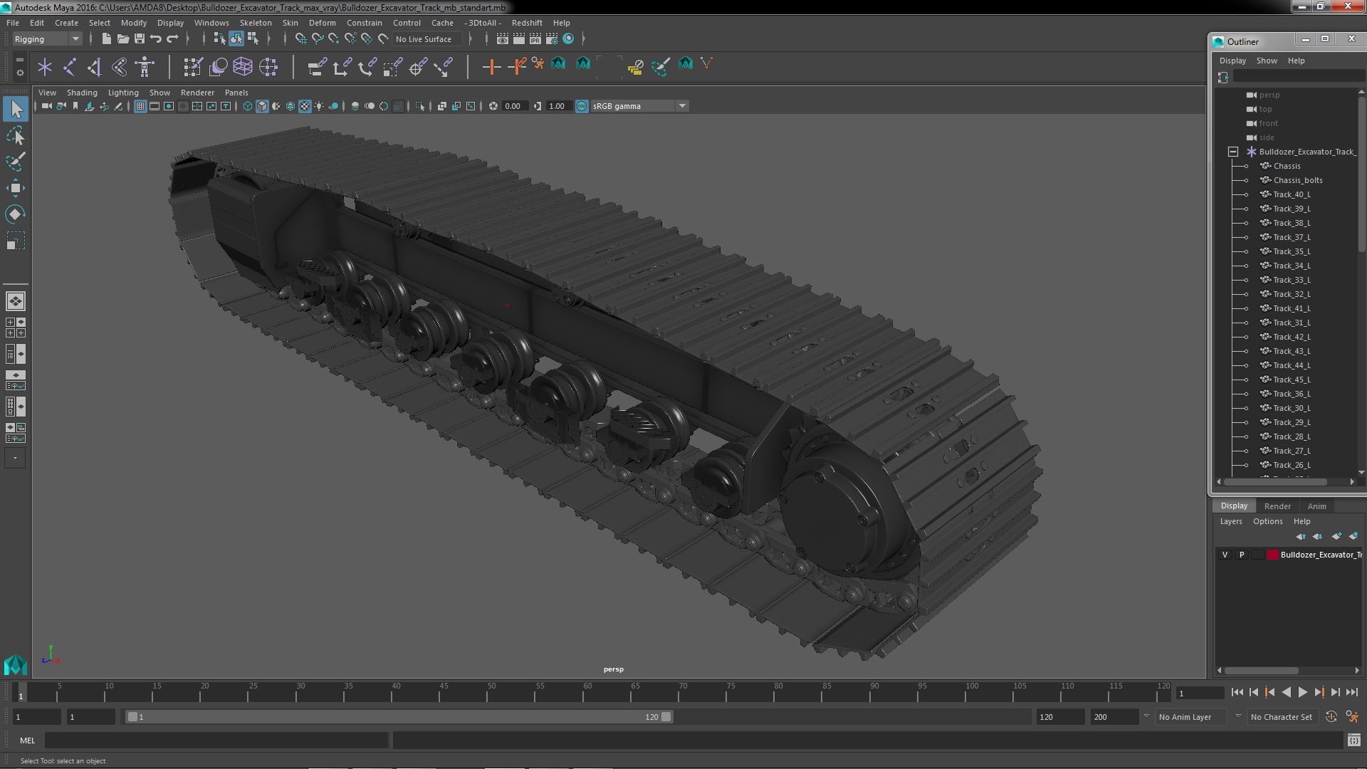 3D model Bulldozer Excavator Track