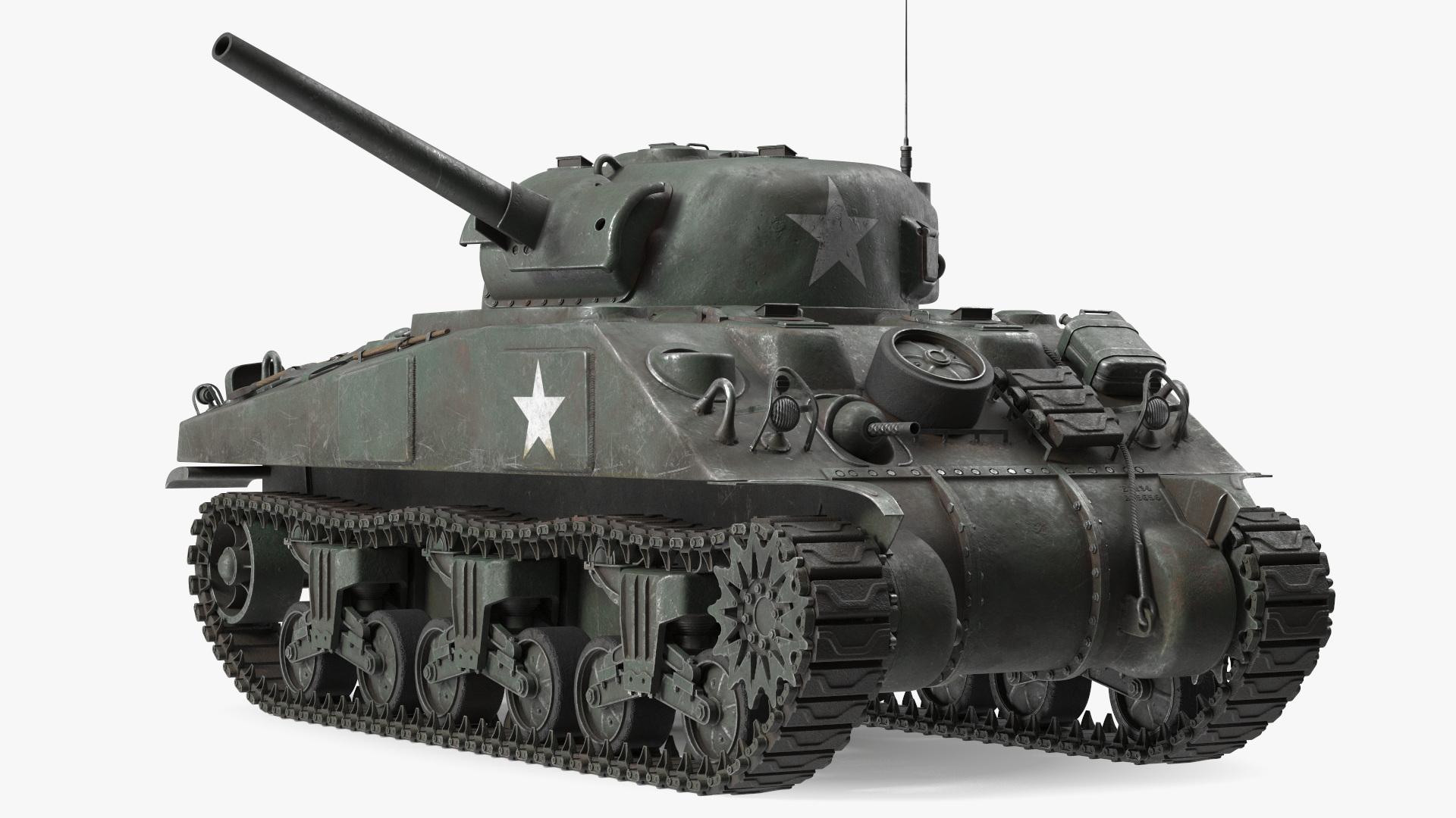 3D Combat M4 Sherman Tank Rigged for Maya model