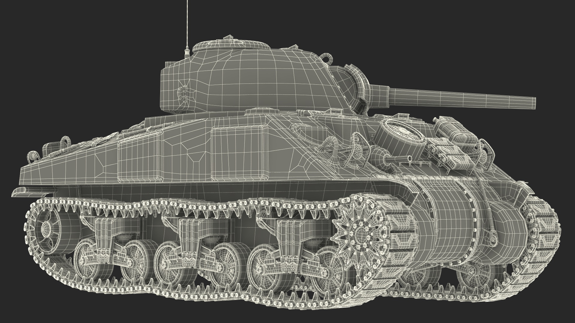 3D Combat M4 Sherman Tank Rigged for Maya model