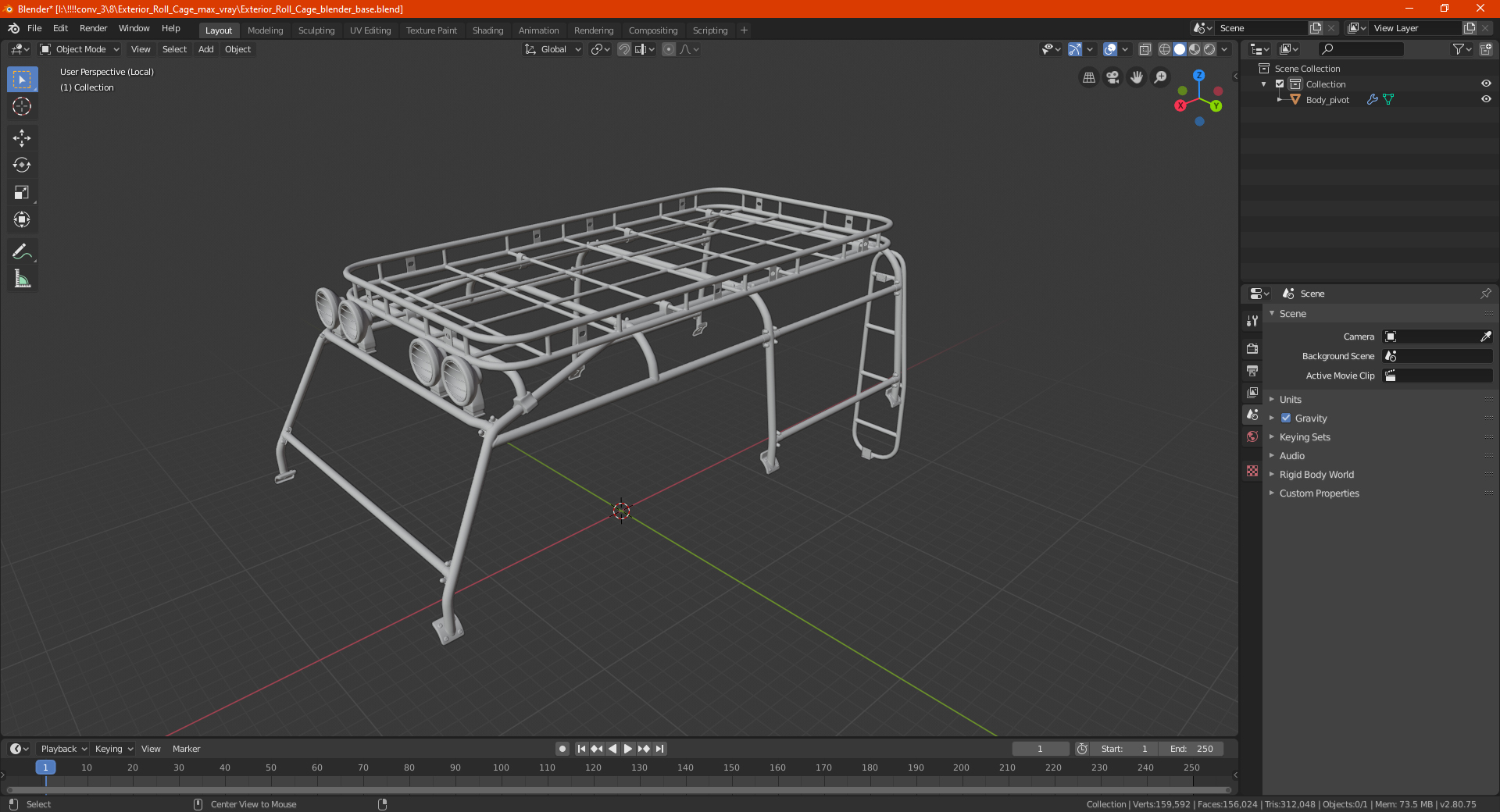 3D Exterior Roll Cage model