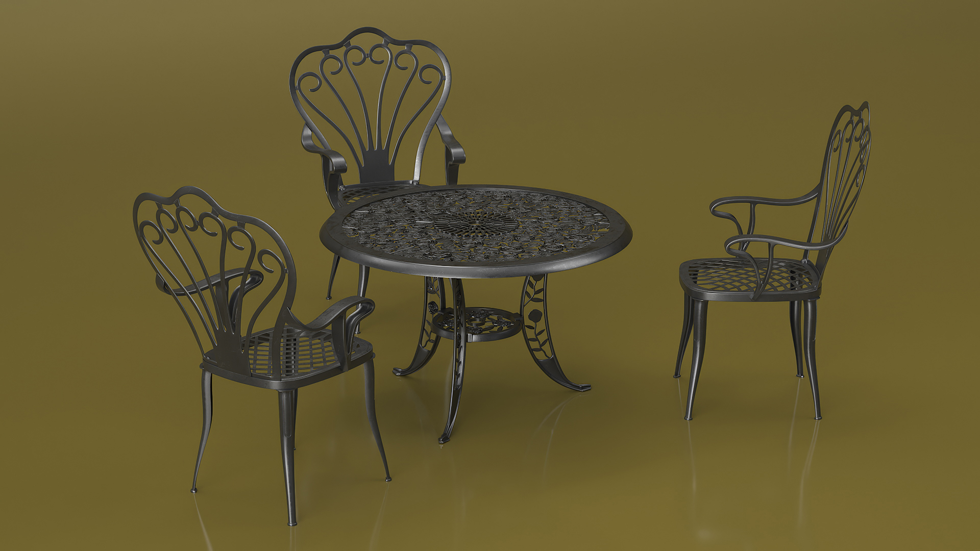 Ornate Garden Furniture Set 3D