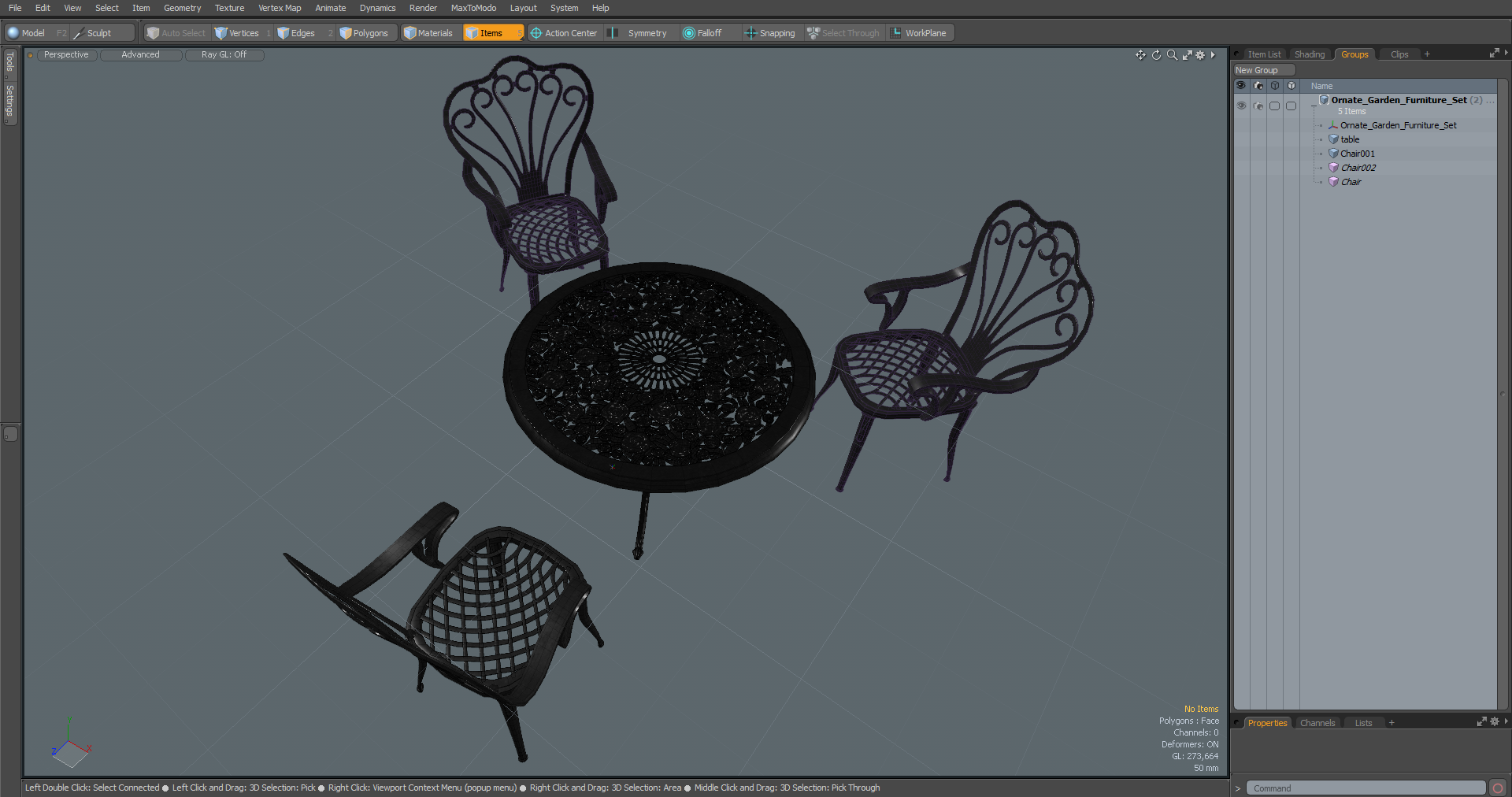 Ornate Garden Furniture Set 3D