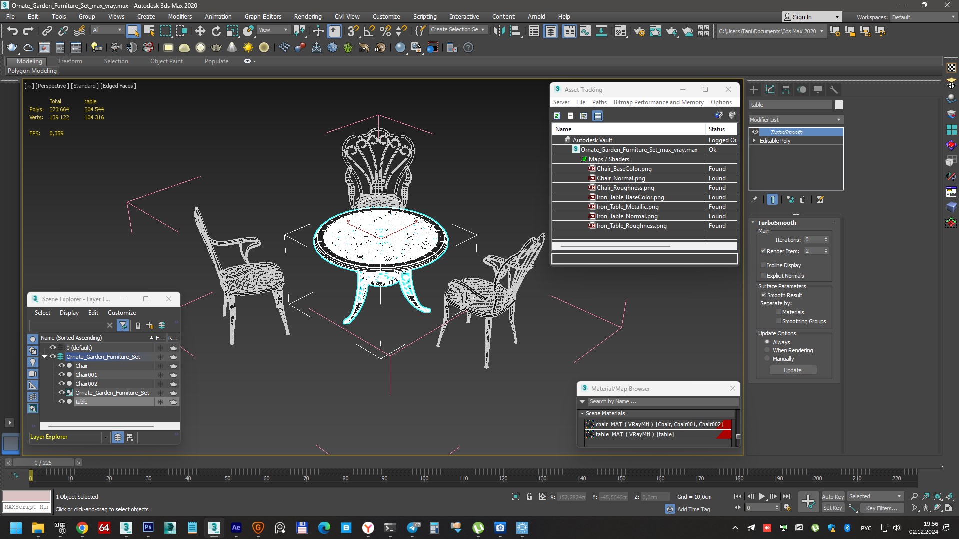 Ornate Garden Furniture Set 3D
