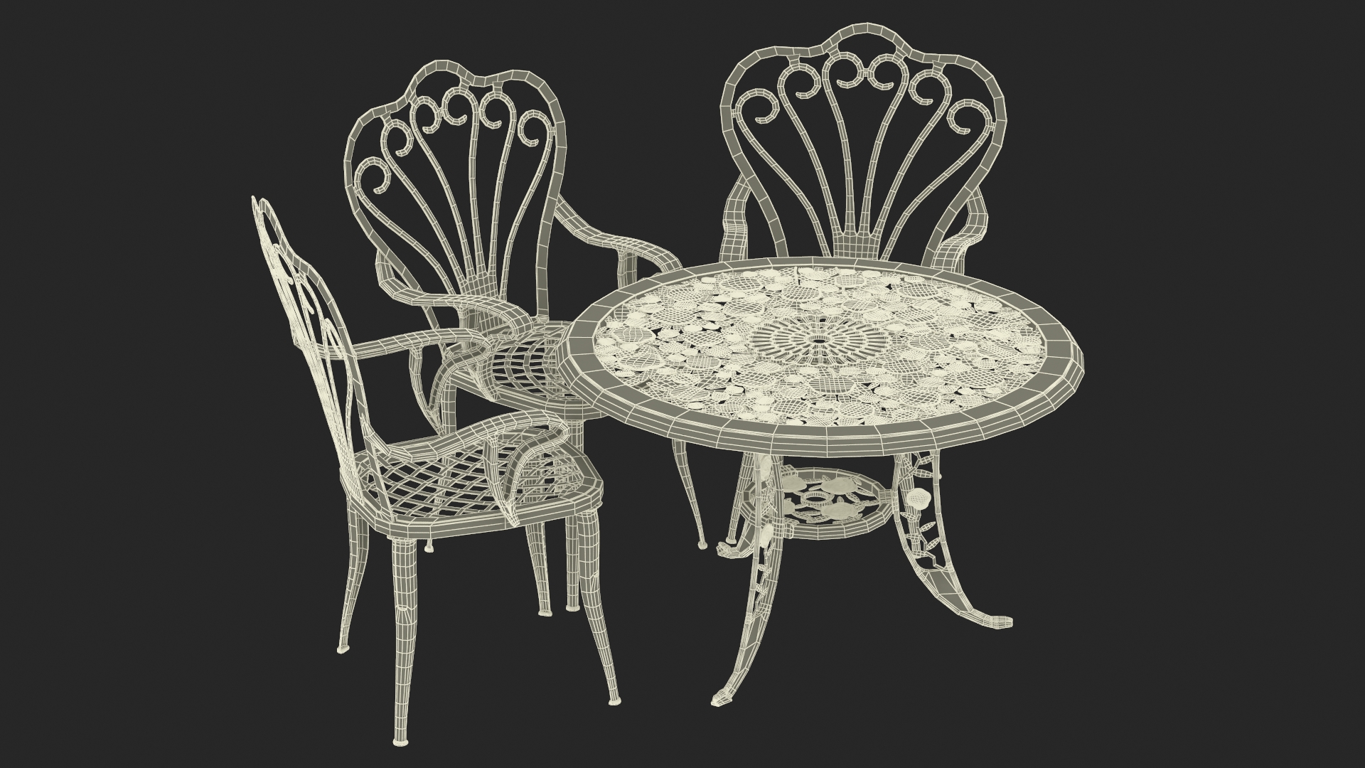 Ornate Garden Furniture Set 3D