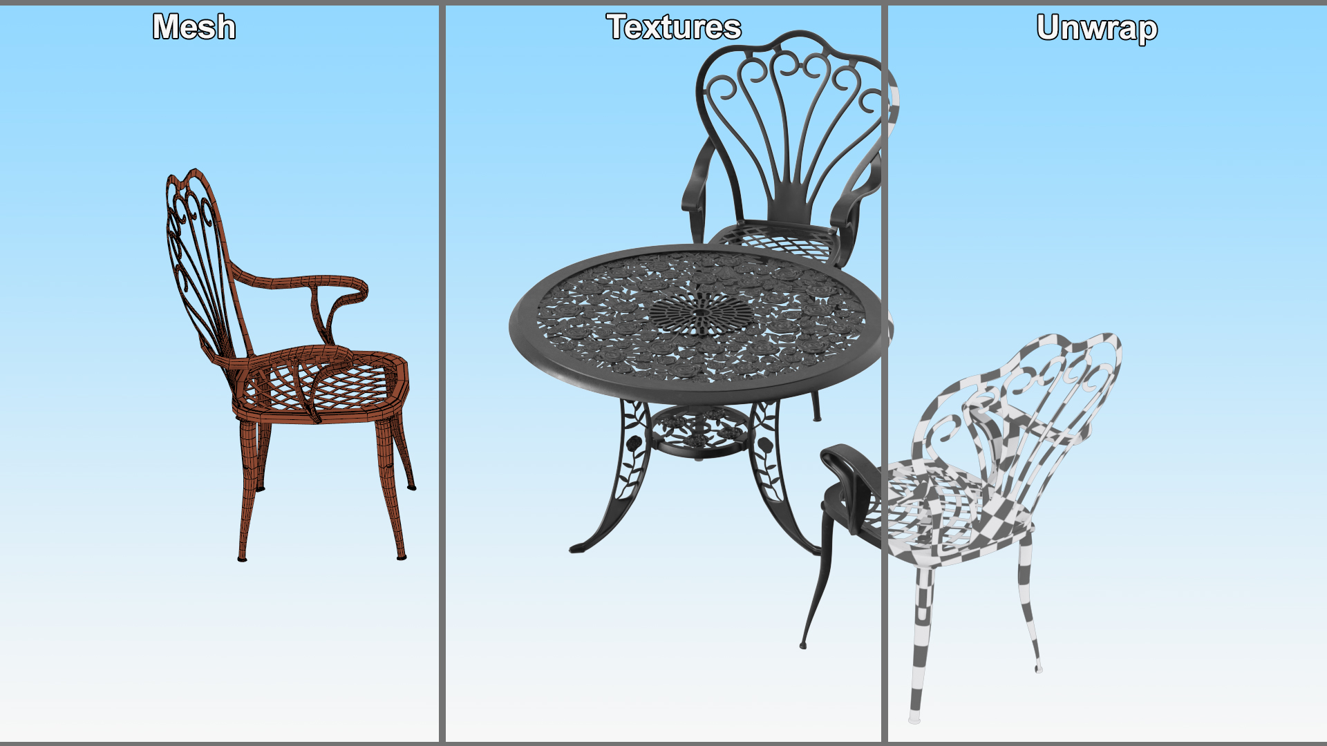 Ornate Garden Furniture Set 3D
