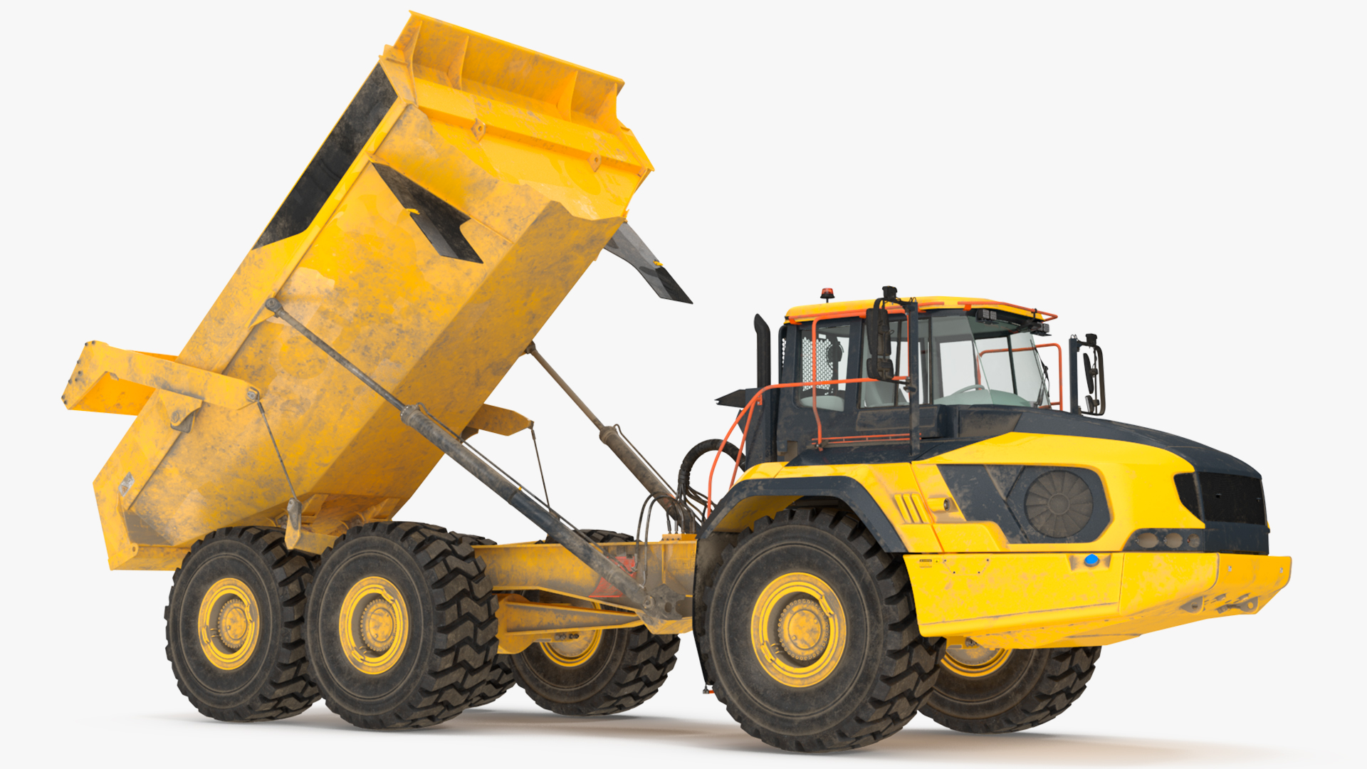 Articulated Dump Truck Dirty Rigged for Cinema 4D 3D model