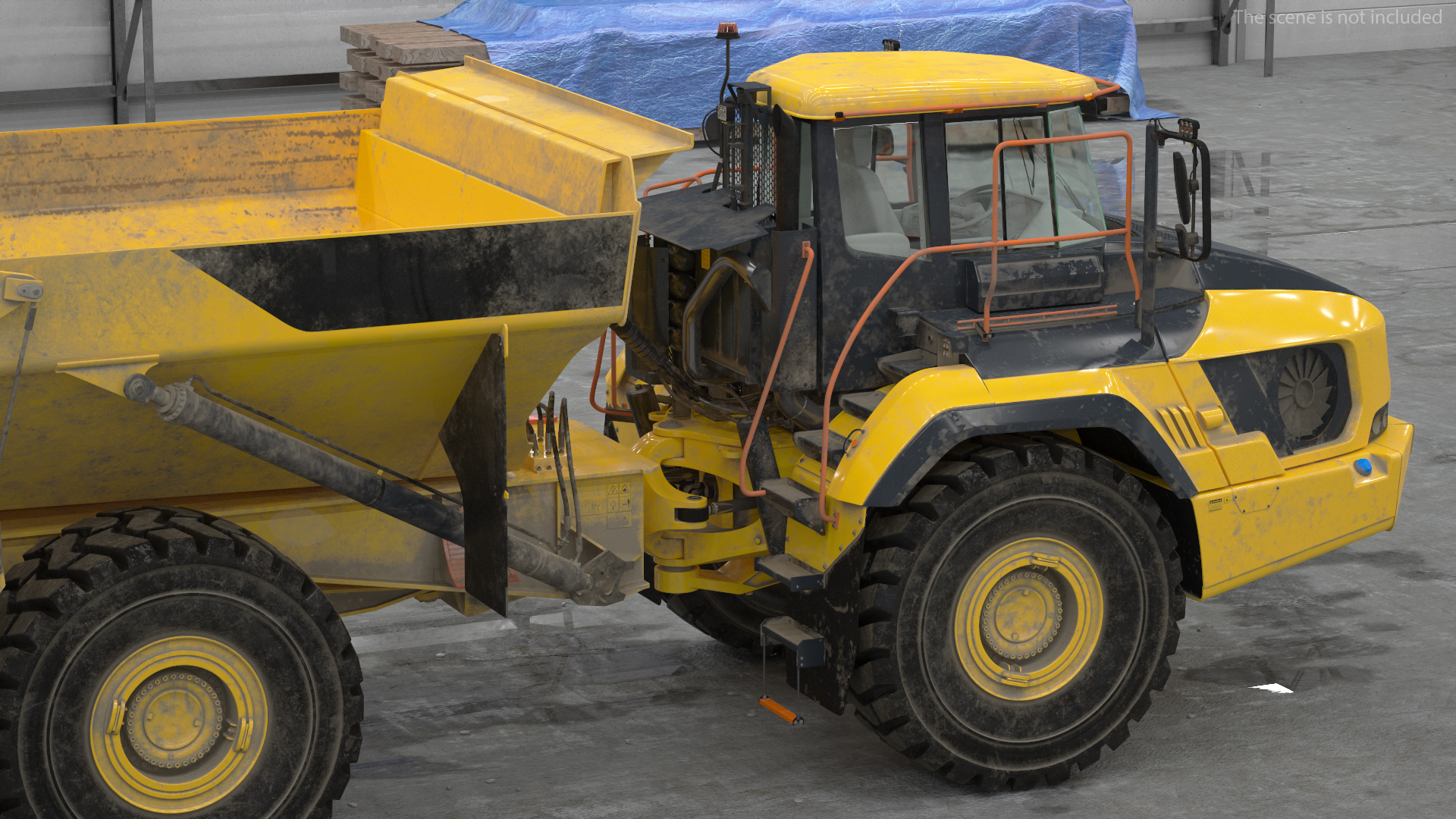 Articulated Dump Truck Dirty Rigged for Cinema 4D 3D model