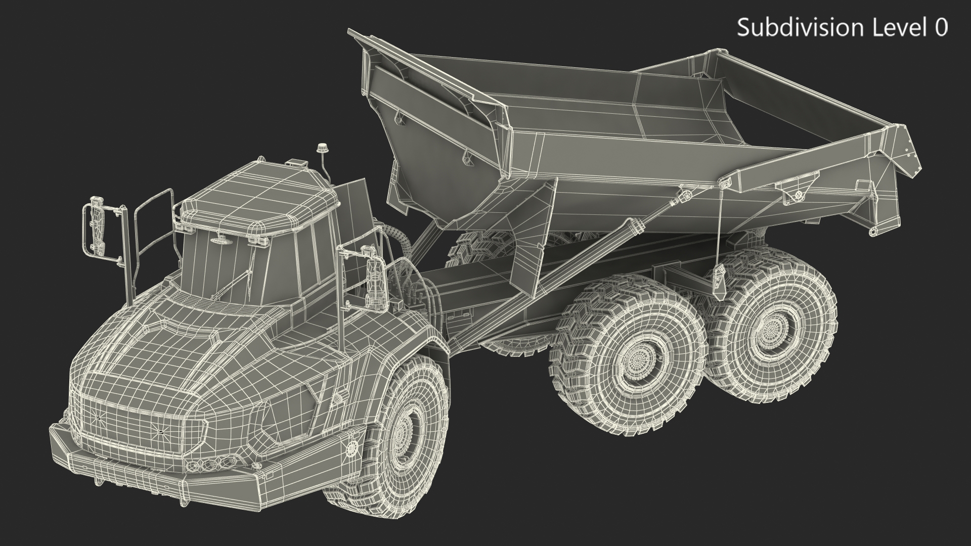 Articulated Dump Truck Dirty Rigged for Cinema 4D 3D model