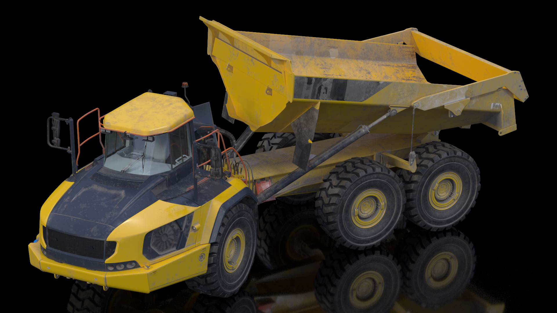 Articulated Dump Truck Dirty Rigged for Cinema 4D 3D model