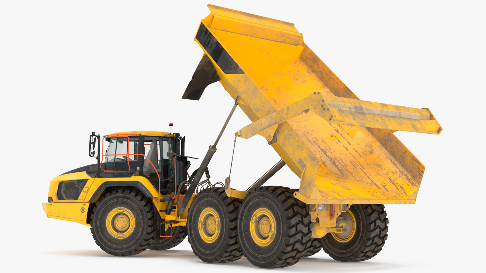 Articulated Dump Truck Dirty Rigged for Cinema 4D 3D model