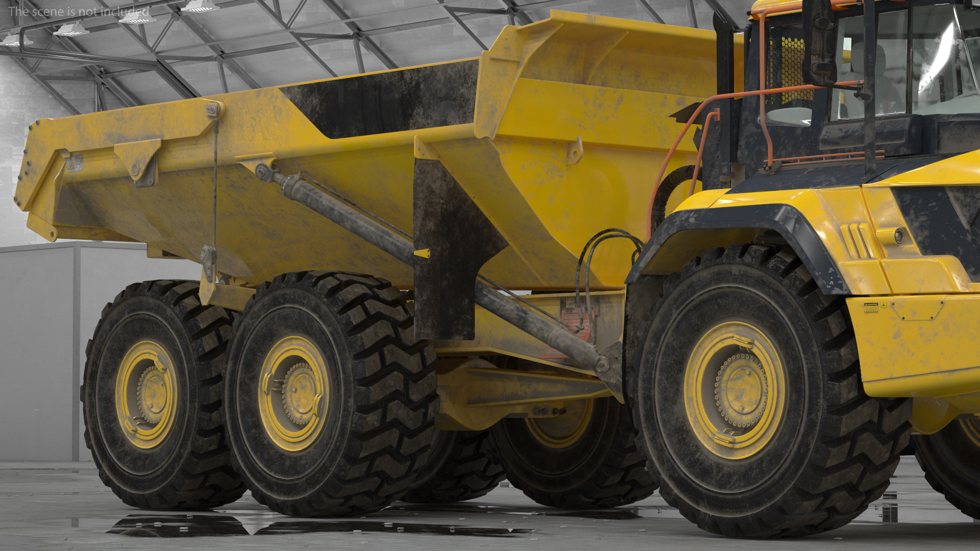 Articulated Dump Truck Dirty Rigged for Cinema 4D 3D model