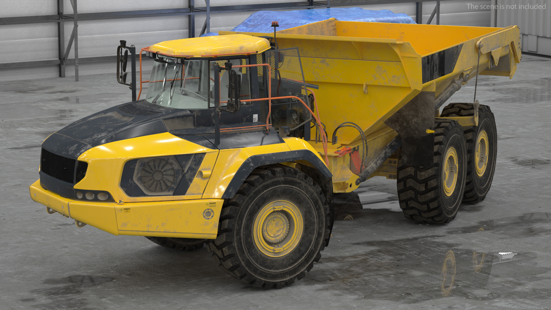 Articulated Dump Truck Dirty Rigged for Cinema 4D 3D model