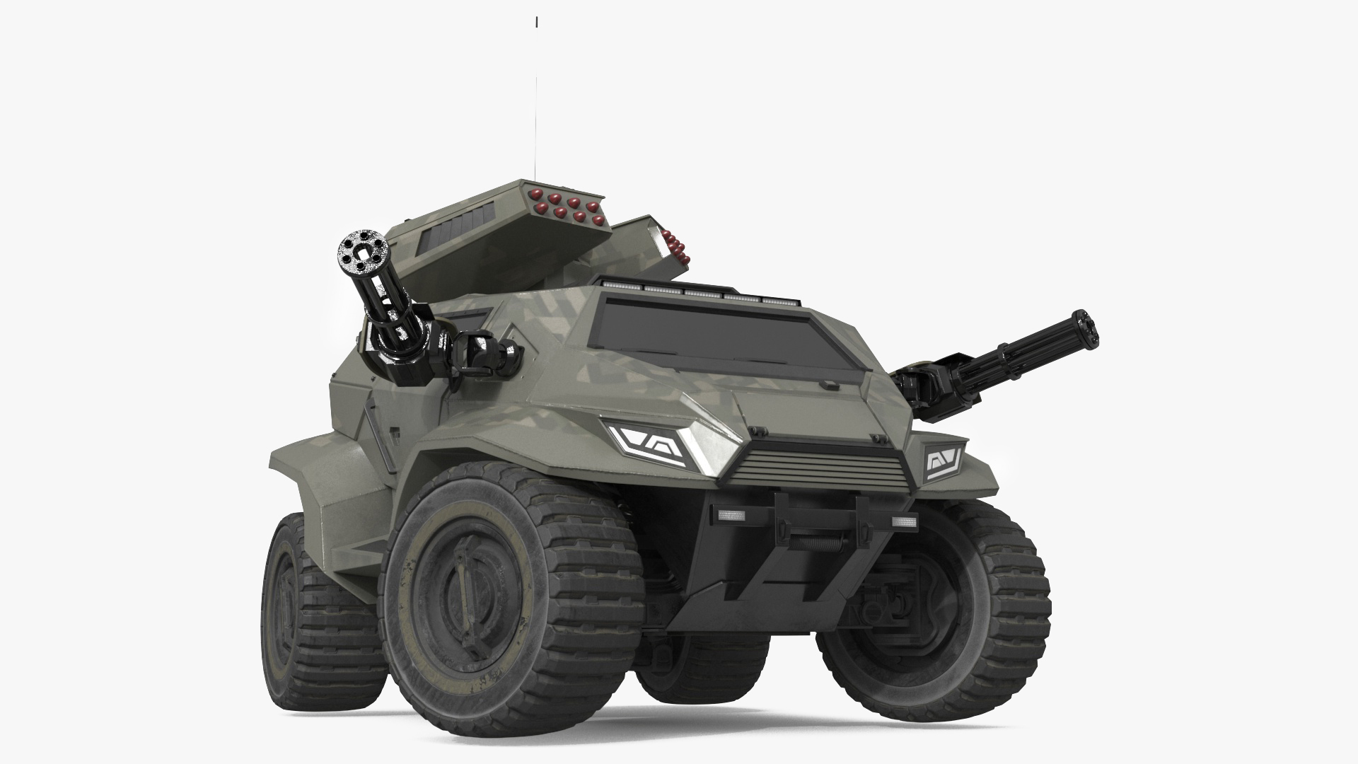 3D model Futuristic Military Vehicle Khaki Color Rigged for Cinema 4D