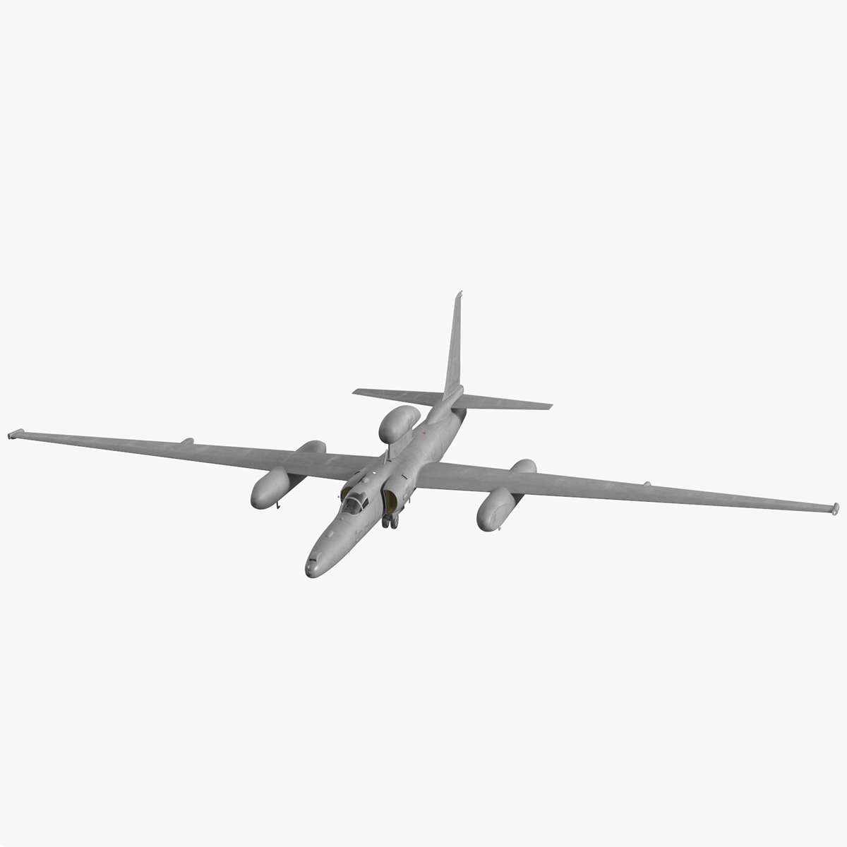 3D model Grey Reconnaissance Aircraft Simple Interior Rigged for Cinema 4D