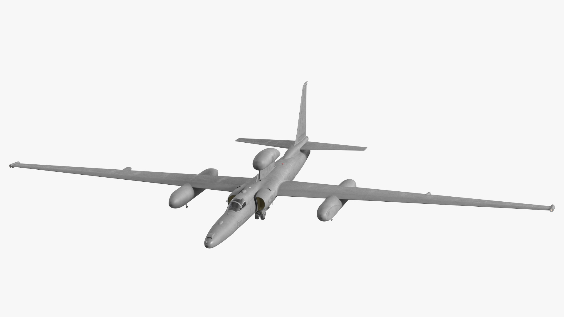 3D model Grey Reconnaissance Aircraft Simple Interior Rigged for Cinema 4D