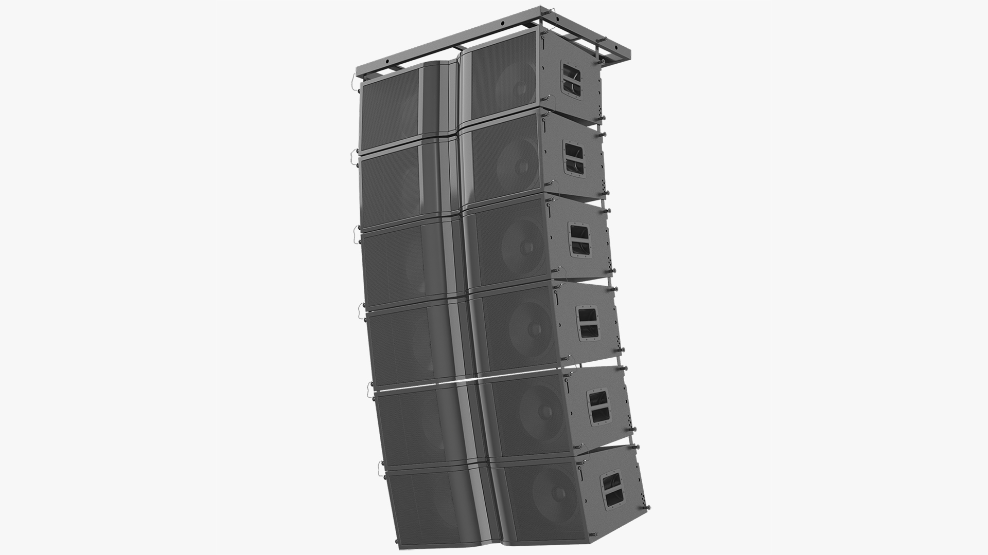 Line Array Speaker System with Rigging Frame 3D model preview