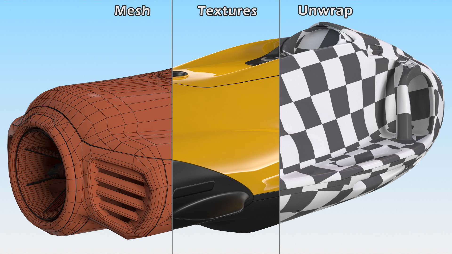 Handheld Underwater Scooter Orange 3D model