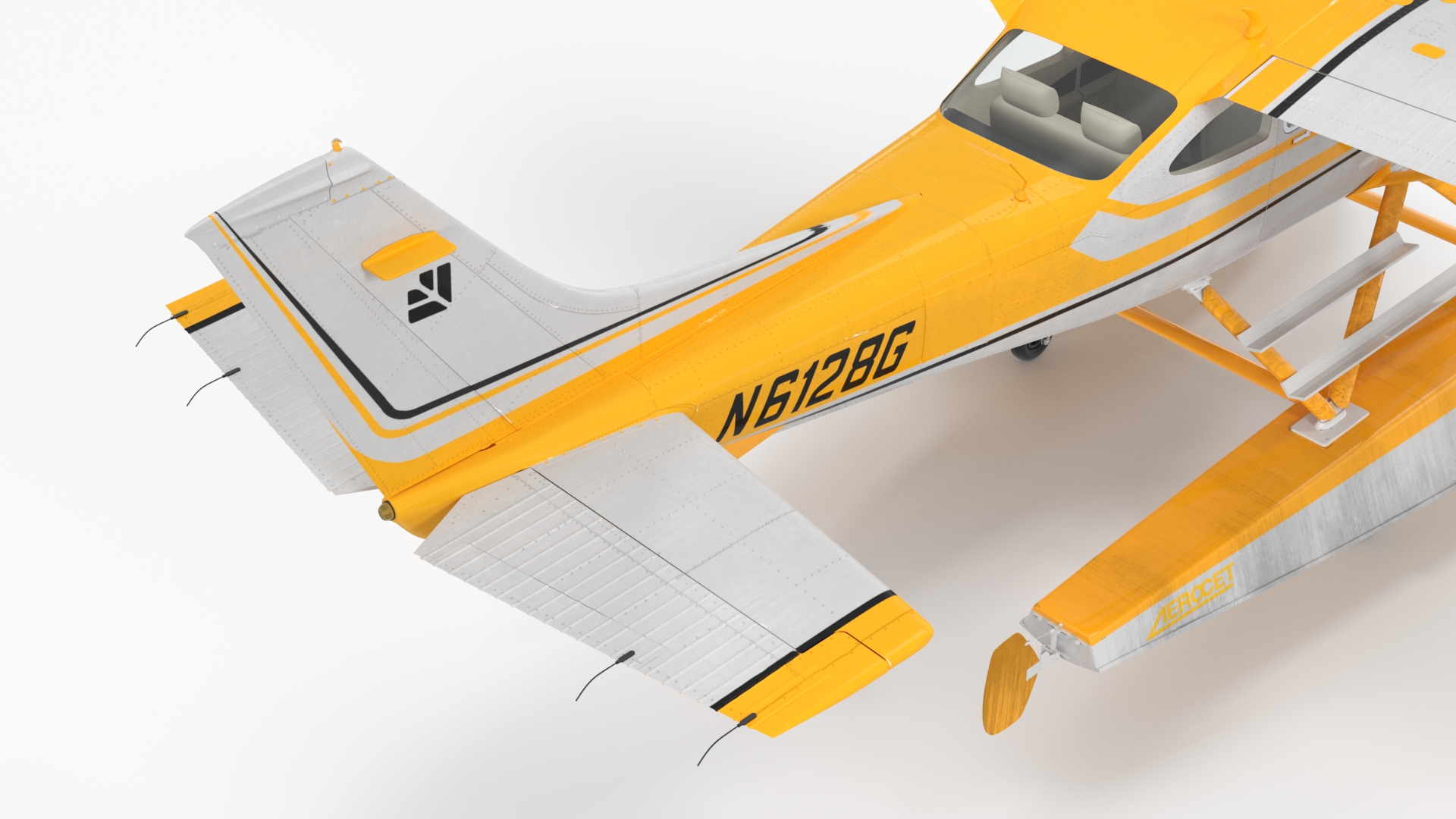 Cessna 182 Skylane Seaplane with Floats 3D model