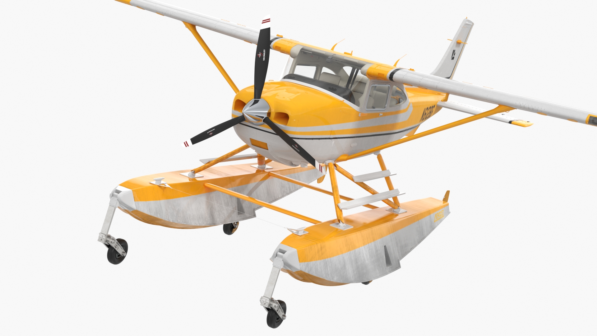 Cessna 182 Skylane Seaplane with Floats 3D model