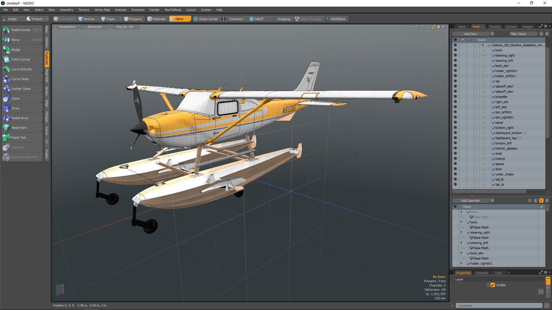 Cessna 182 Skylane Seaplane with Floats 3D model