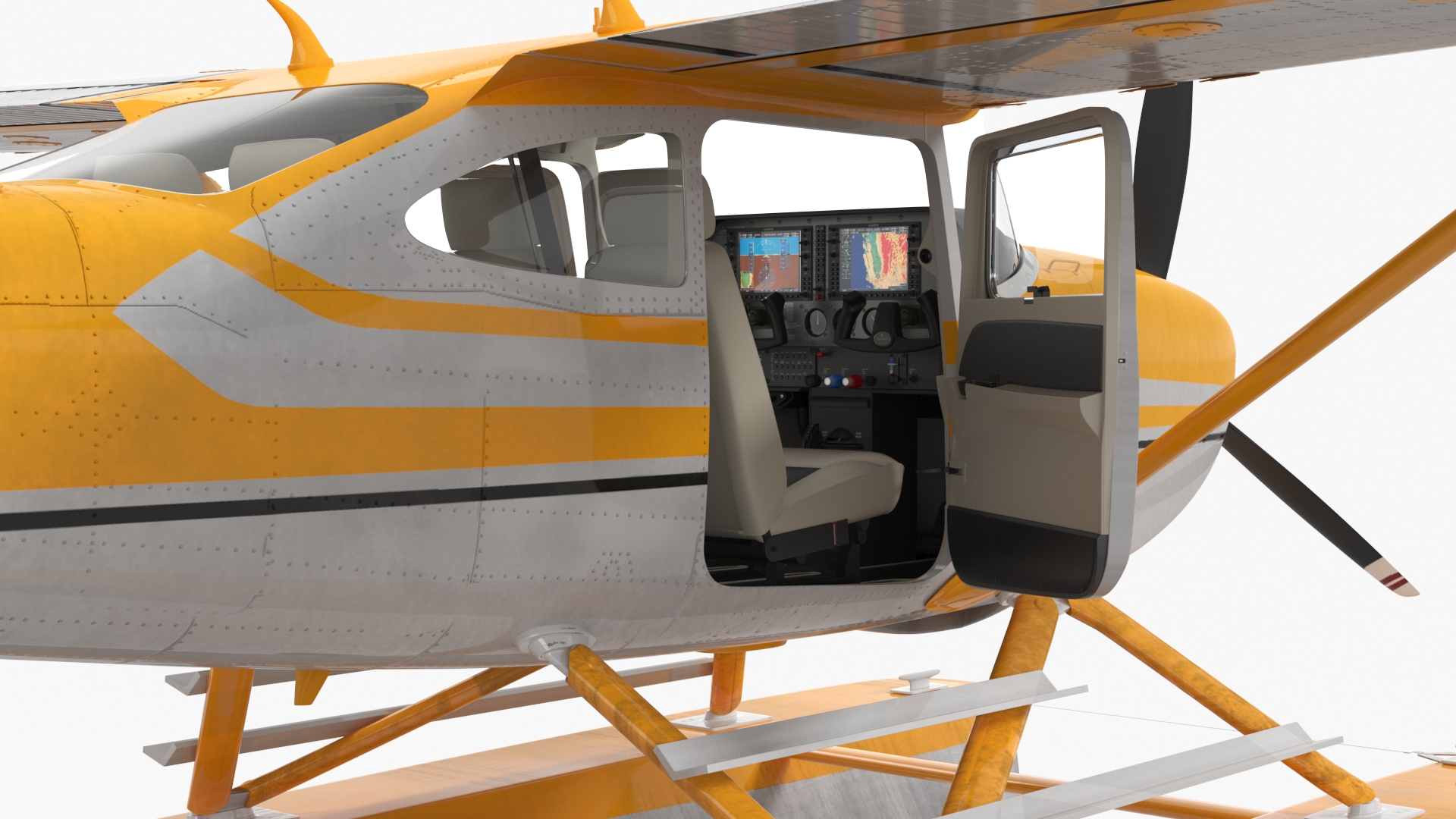 Cessna 182 Skylane Seaplane with Floats 3D model