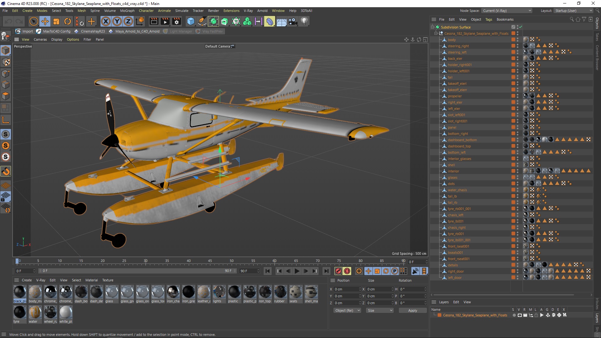 Cessna 182 Skylane Seaplane with Floats 3D model