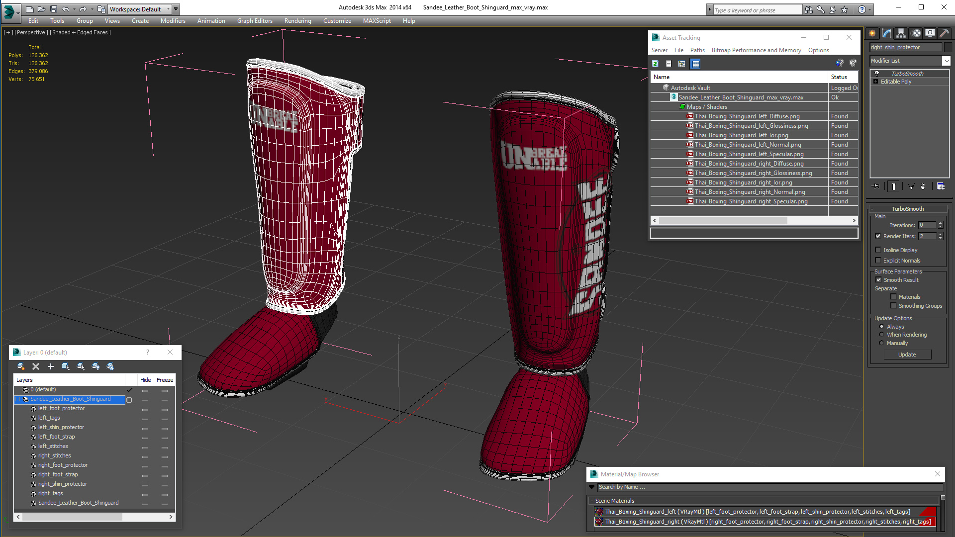 Sandee Leather Boot Shinguard 3D model