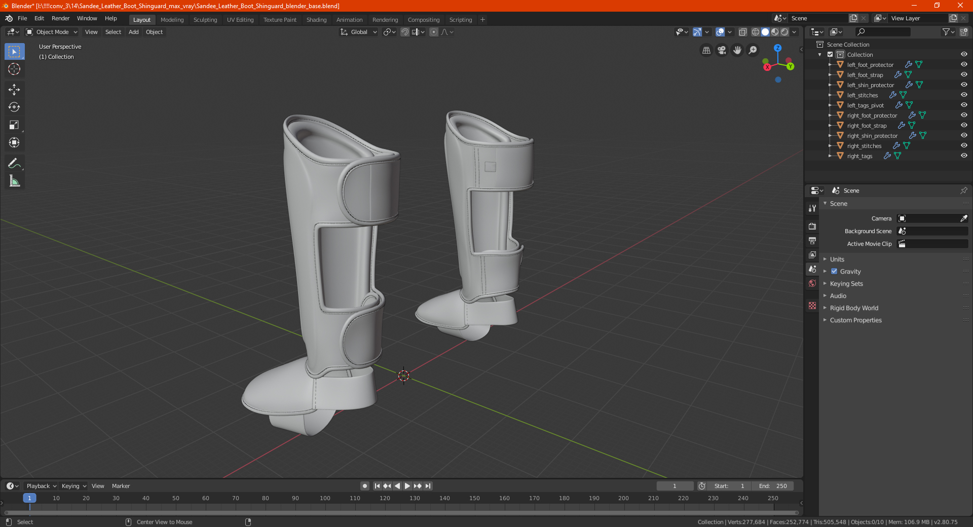 Sandee Leather Boot Shinguard 3D model