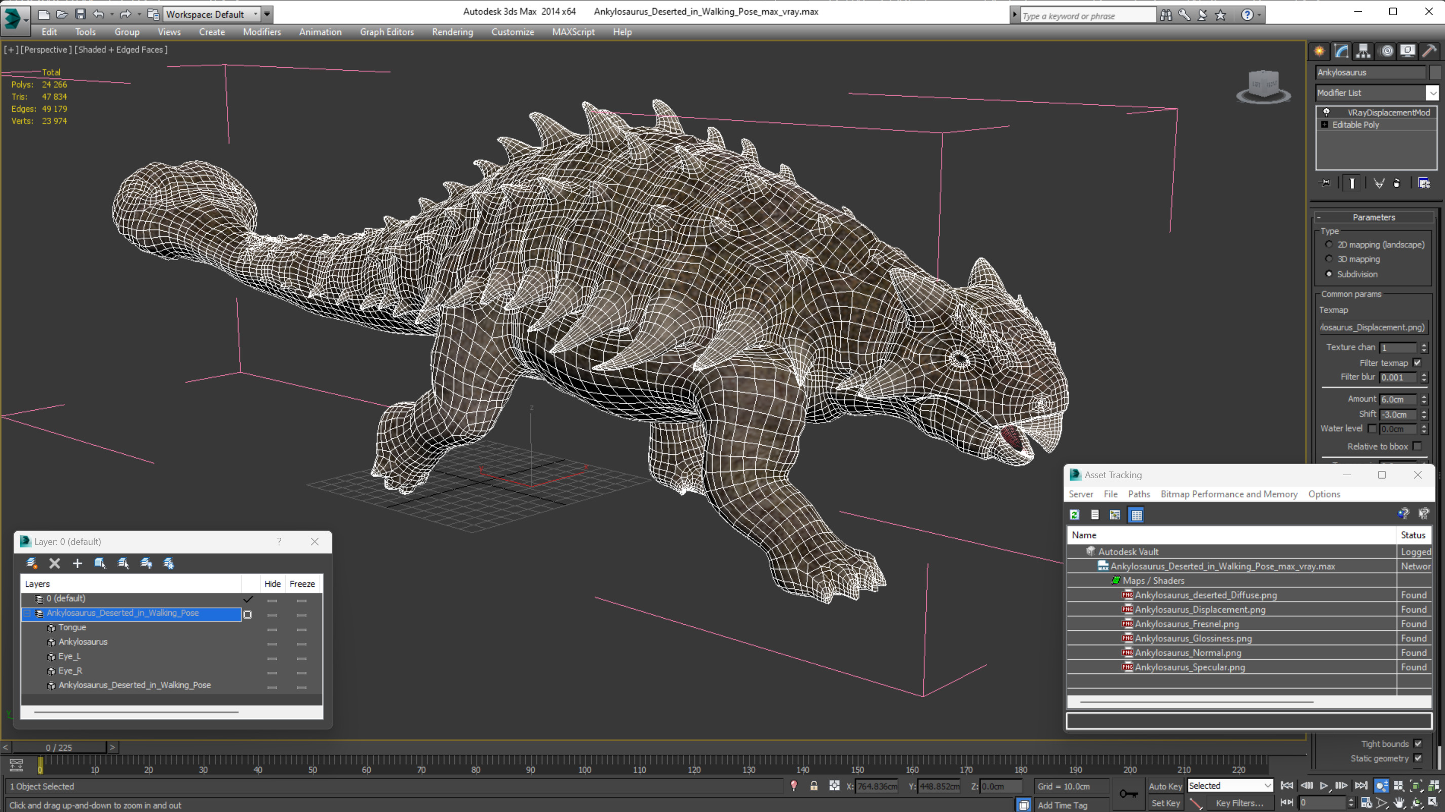 Ankylosaurus Deserted in Walking Pose 3D