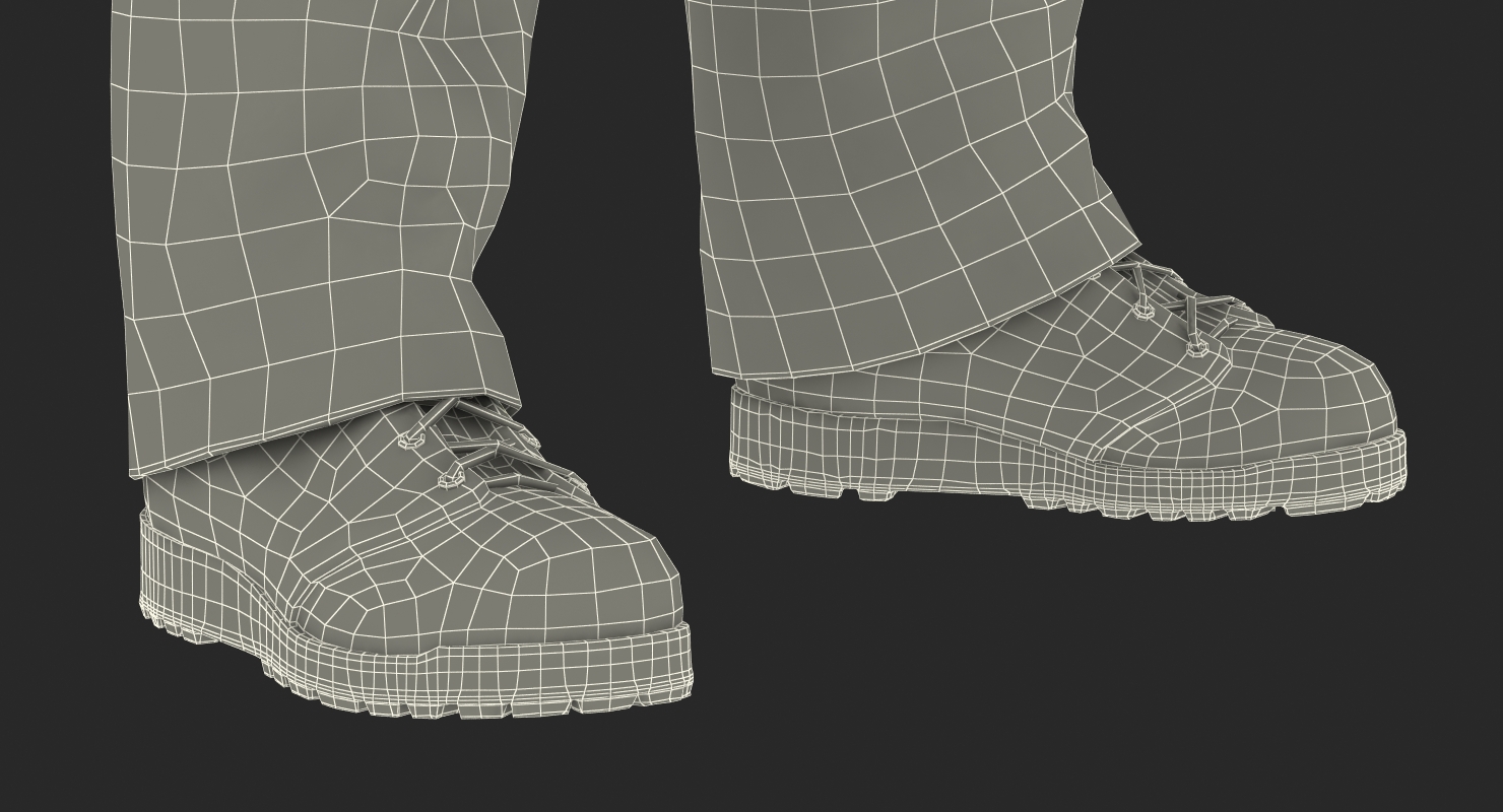 Worker Black Uniform with Hardhat Standing Pose 3D