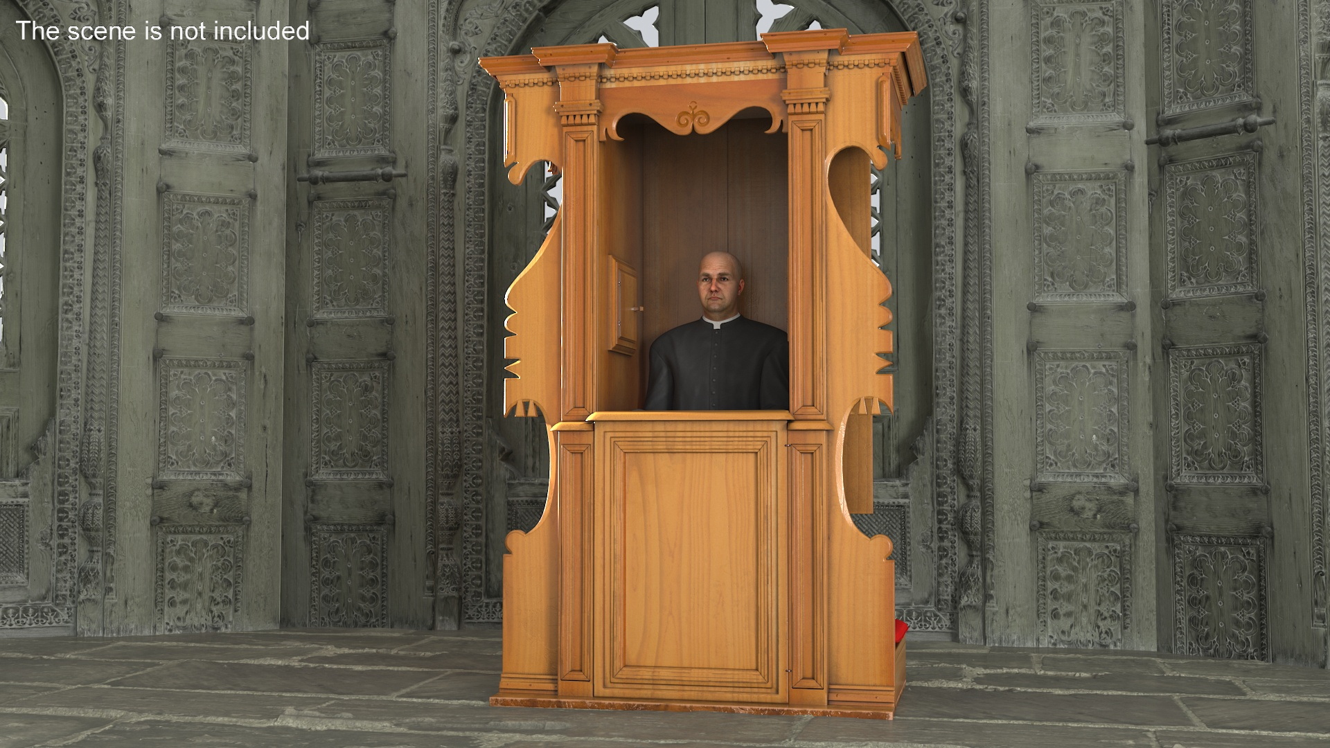 3D model Confessional Booth with Priest