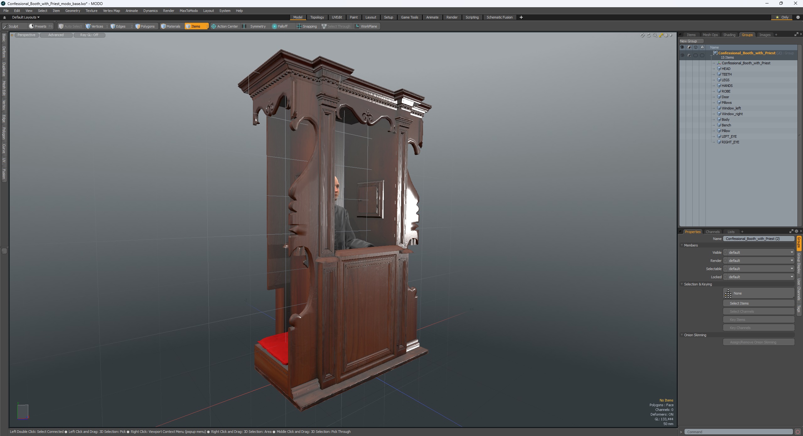 3D model Confessional Booth with Priest