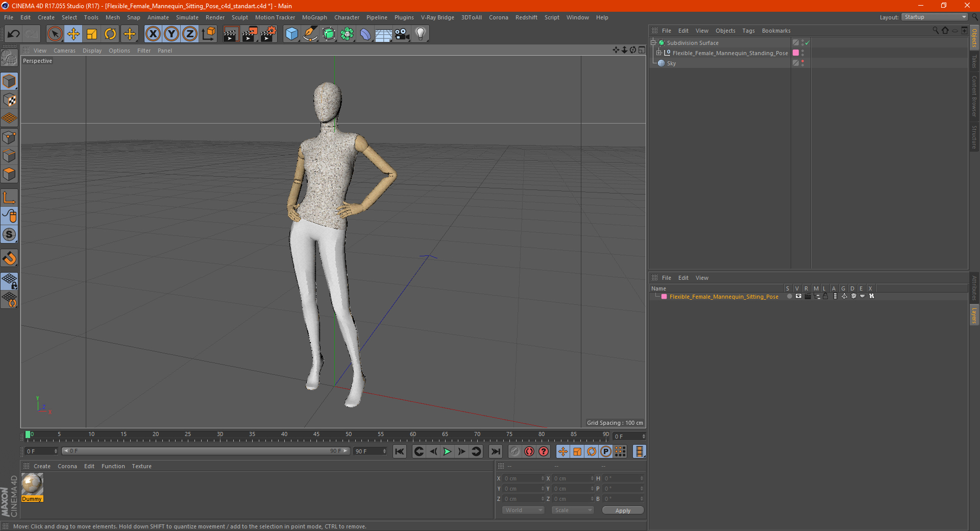 Flexible Female Mannequin Standing Pose 3D model