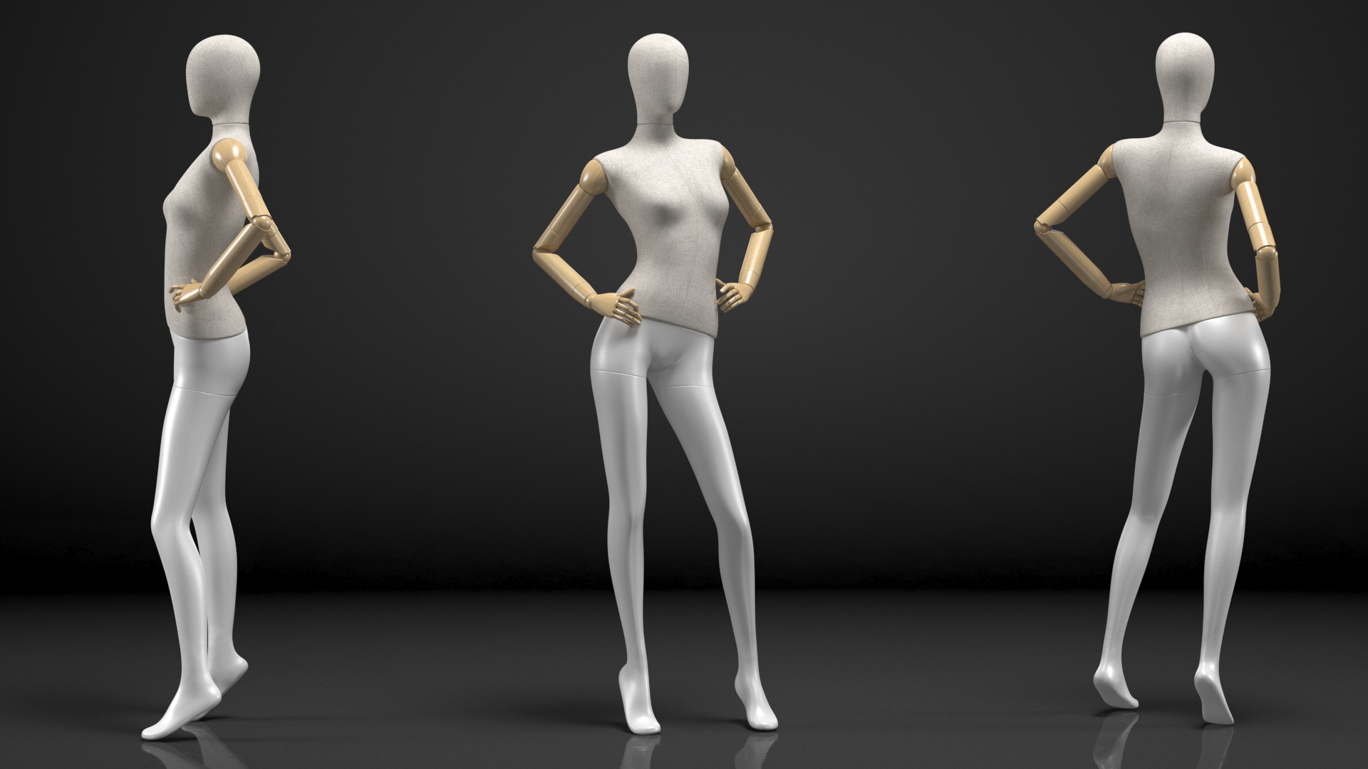 Flexible Female Mannequin Standing Pose 3D model
