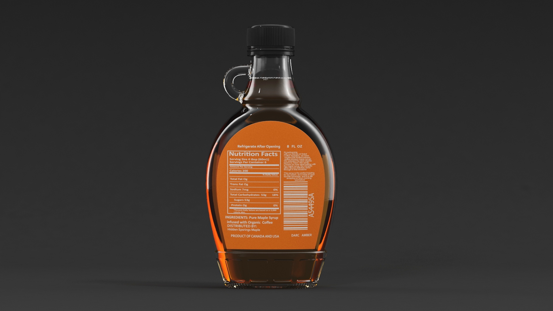 Glass Bottle with Maple Syrup 3D model