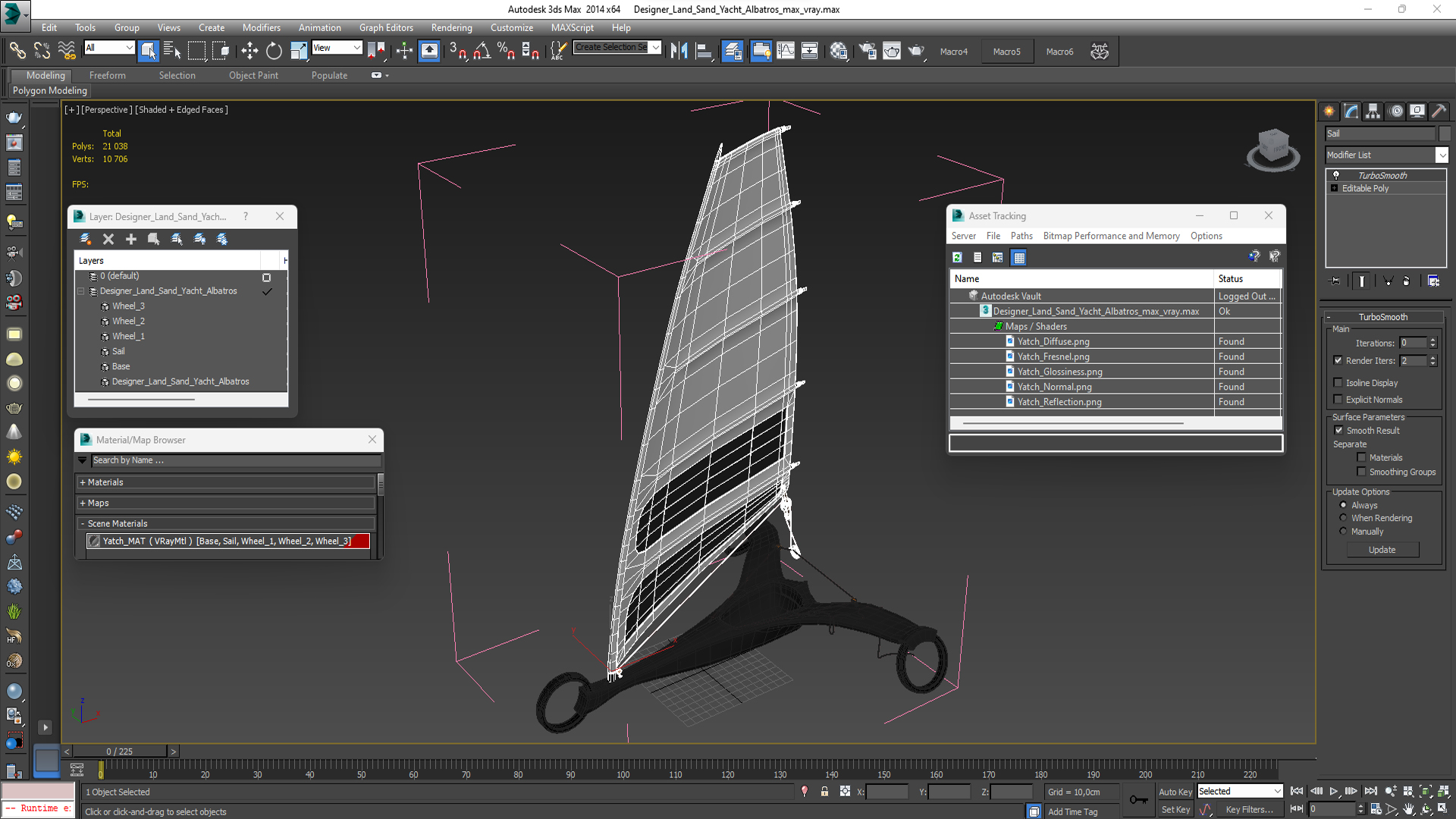 3D Designer Land Sand Yacht Albatros model