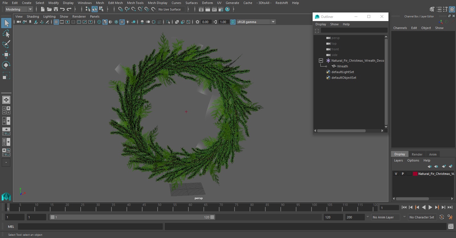 Natural Fir Christmas Wreath Decoration 3D model