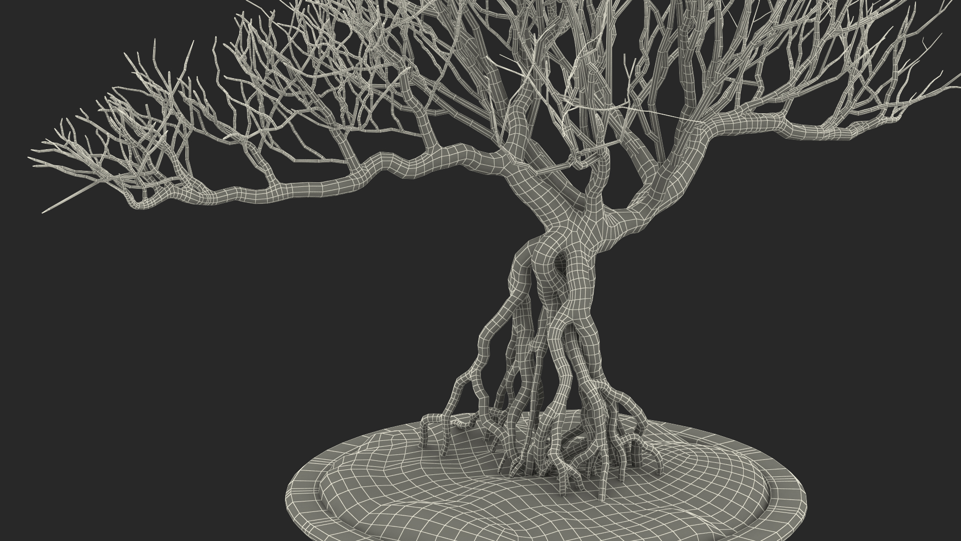 3D Bonsai Naked Tree in Pot Fur model
