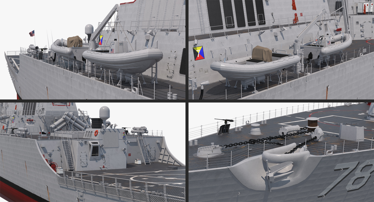 Arleigh Burke Destroyer Porter DDG 78 Rigged 3D model