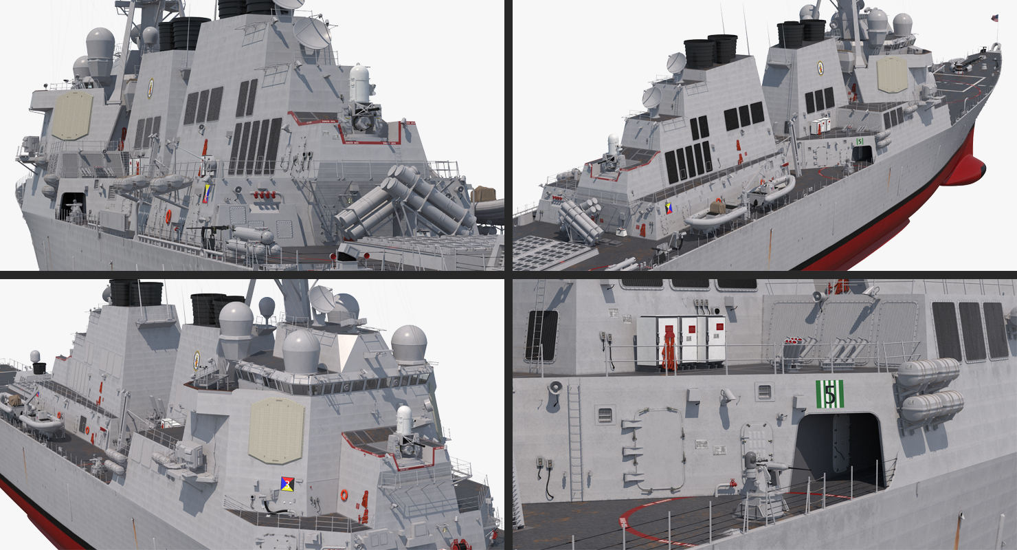 Arleigh Burke Destroyer Porter DDG 78 Rigged 3D model