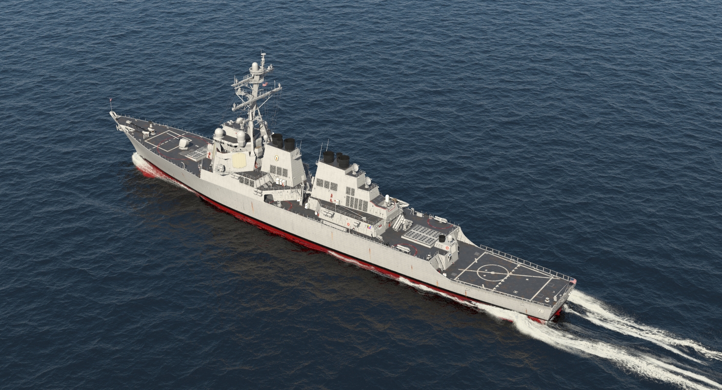 Arleigh Burke Destroyer Porter DDG 78 Rigged 3D model