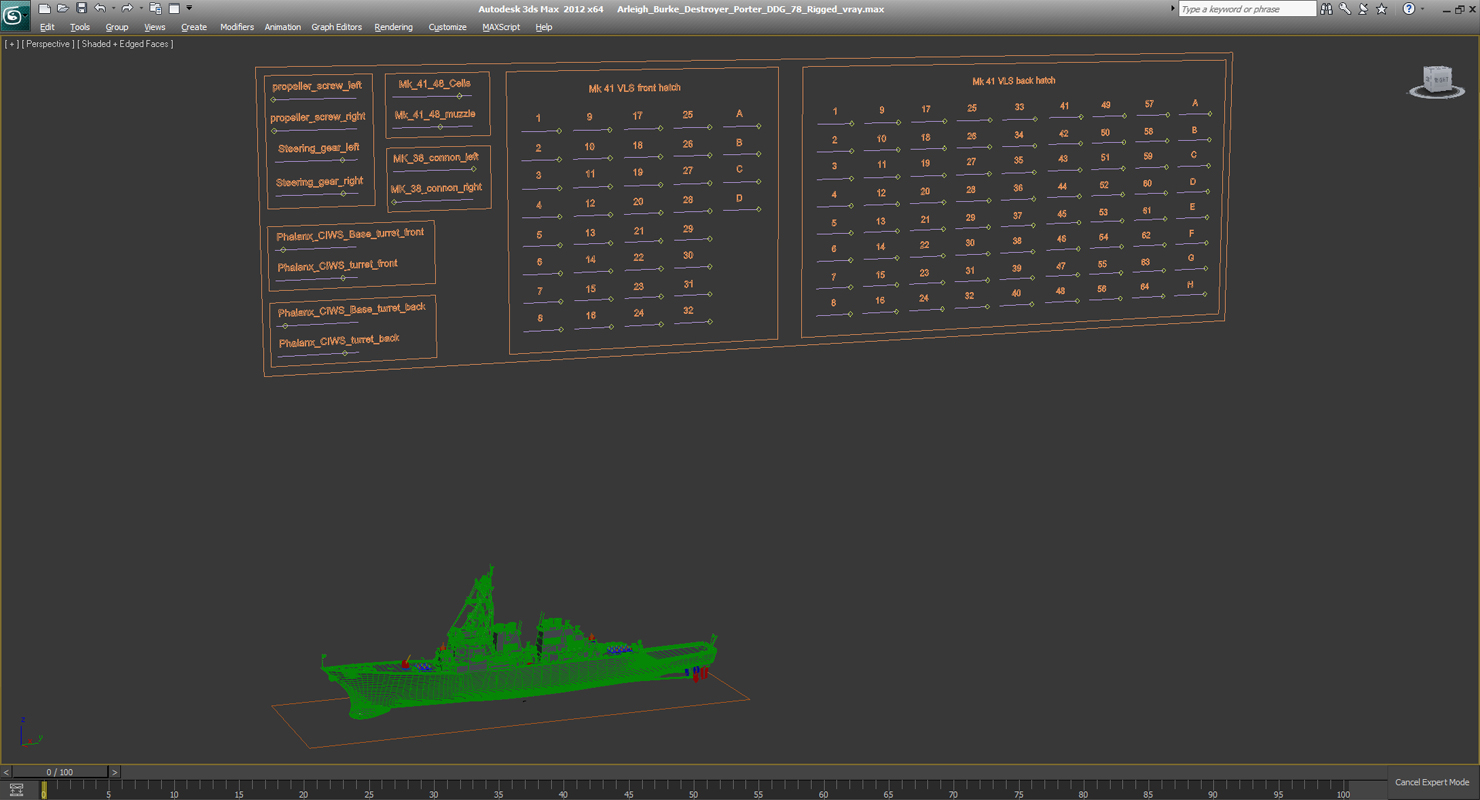 Arleigh Burke Destroyer Porter DDG 78 Rigged 3D model