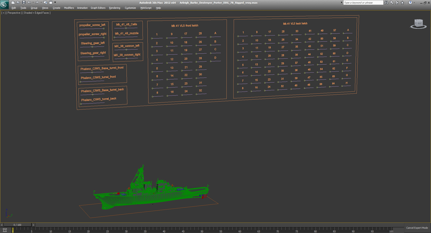 Arleigh Burke Destroyer Porter DDG 78 Rigged 3D model