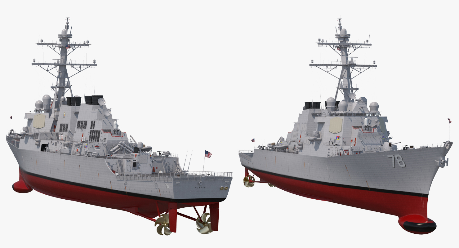 Arleigh Burke Destroyer Porter DDG 78 Rigged 3D model