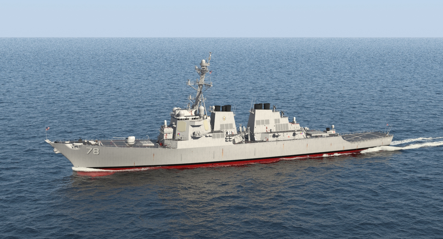 Arleigh Burke Destroyer Porter DDG 78 Rigged 3D model